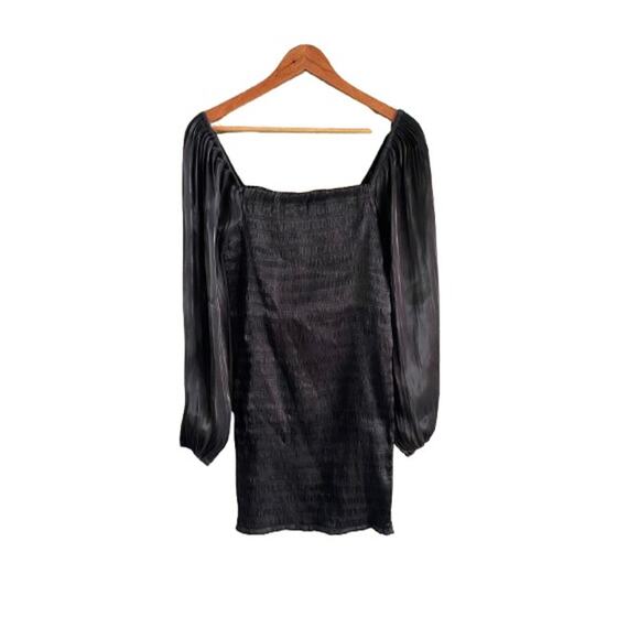 Witchy‎ Whimsigoth Gauze Stretch Little Black Dress Satiny Bell Sleeves Sz M - Picture 3 of 9